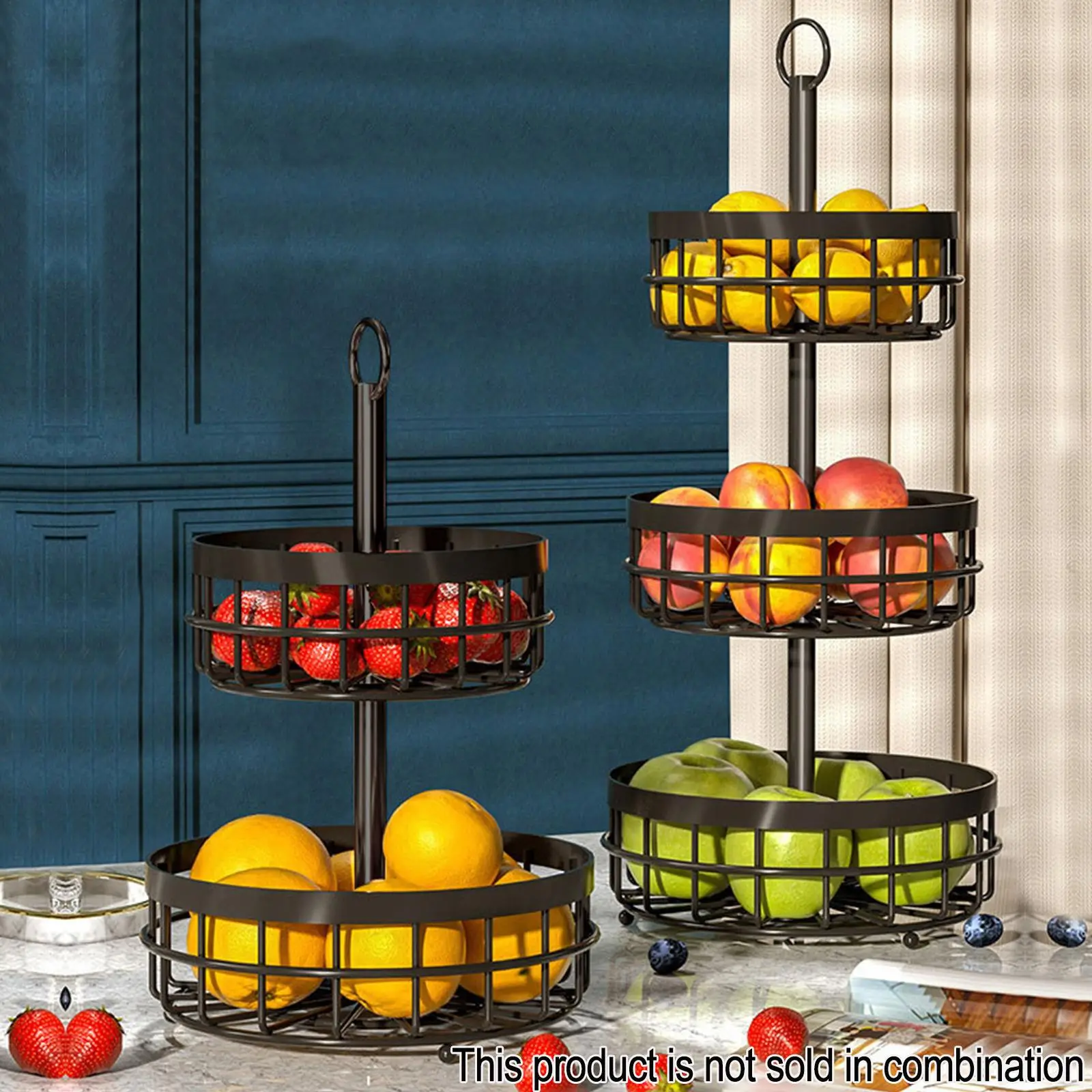 Metal Multi-layer Countertop Fruit & Vegetable Basket, Large Capacity Basket Stand, Kitchen Accessories Multifunction Storage Rack For Home, Kitchen U