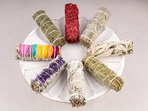 Variety Sage Smudge Sticks 8 pc Set - White Sage, Blue Sage, Dragon’s Blood, Chakra Sage, Rosemary, Cedar, Yerba Santa, and Lavender Sage Bundle, Home Cleansing, Energy Healing, Meditation, Reiki