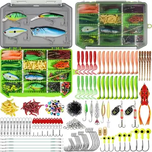 Fishing Lures Accessories Kit with Tackle Box, Fishing Hooks Minnow Crankbait Frog Popper Lure Worm Fishing Spoon Spinner Bait for Bass Crappie, Fishing Gear Freshwater Equipment Gifts for Men
