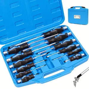 12-Piece Magnetic Screwdriver Set, 6 Phillips Head and 6 Flat Head Professional Screwdrivers with Steel Core Screwdriver Set for Tightening, Chiseling and Loosening Stuck Screws, Professional Grade Repair Tools - Comes with a Carrying Case