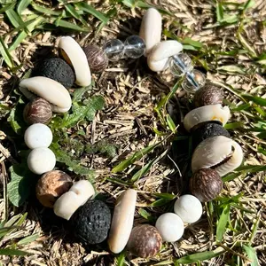 Cowrie Shell Clear Quartz Lava Stone Acai Seed Handmade 8-12mm Gemstone Beaded Bracelet Natural Stone Jewelry