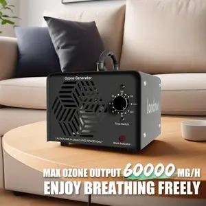 Ozone Generator 60000mg/h Ozone Air Purifier Deodorizer for 6000 Square Feet Efficient odor removal for Home Basement Smoke Pet Room Factory Mall