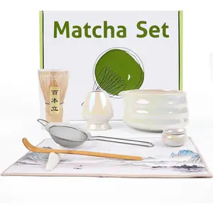8 count Matcha Whisk Set, Iridescence Matcha Making Tools Accessories Kit with  Matcha Whisk,Bowl,Spoon,Sifter and Holder, Gifts for Matcha Lovers on Christmas, Birthday, Teacher's Day