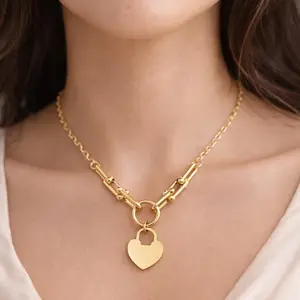 gold heart lock necklace