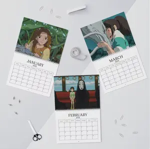 2026 Studio Ghibli Landscape Wall Grid Calendar, Fan-Art Studio Ghibli Stationery, Cute gift, Minimalist Japanese Anime, Gifts for Her
