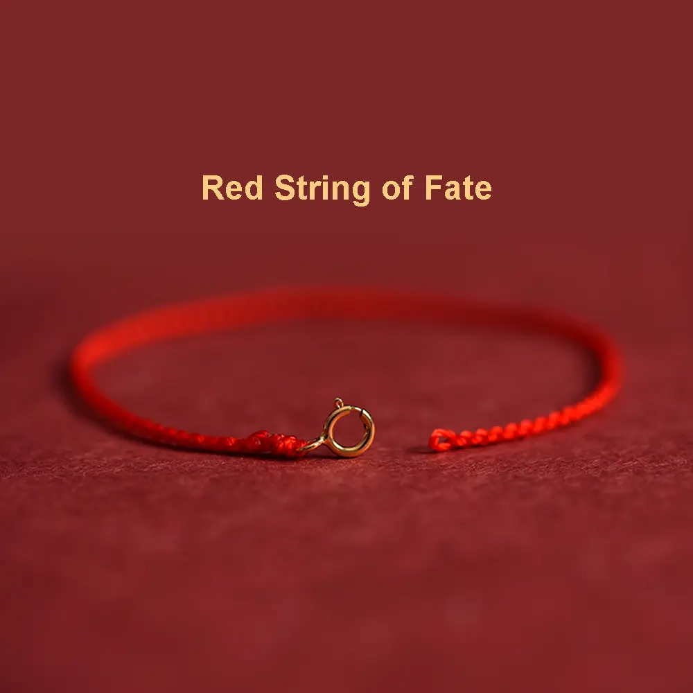 Unisex Handmade Good Luck Red String Bracelet - Daily Protection Costume Jewelry with Gold-Plated Clasp, Fate Charm