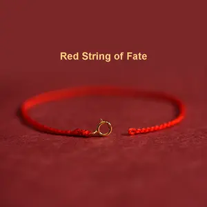 Unisex Handmade Good Luck Red String Bracelet - Daily Protection Costume Jewelry with Gold-Plated Clasp and Fate Charm