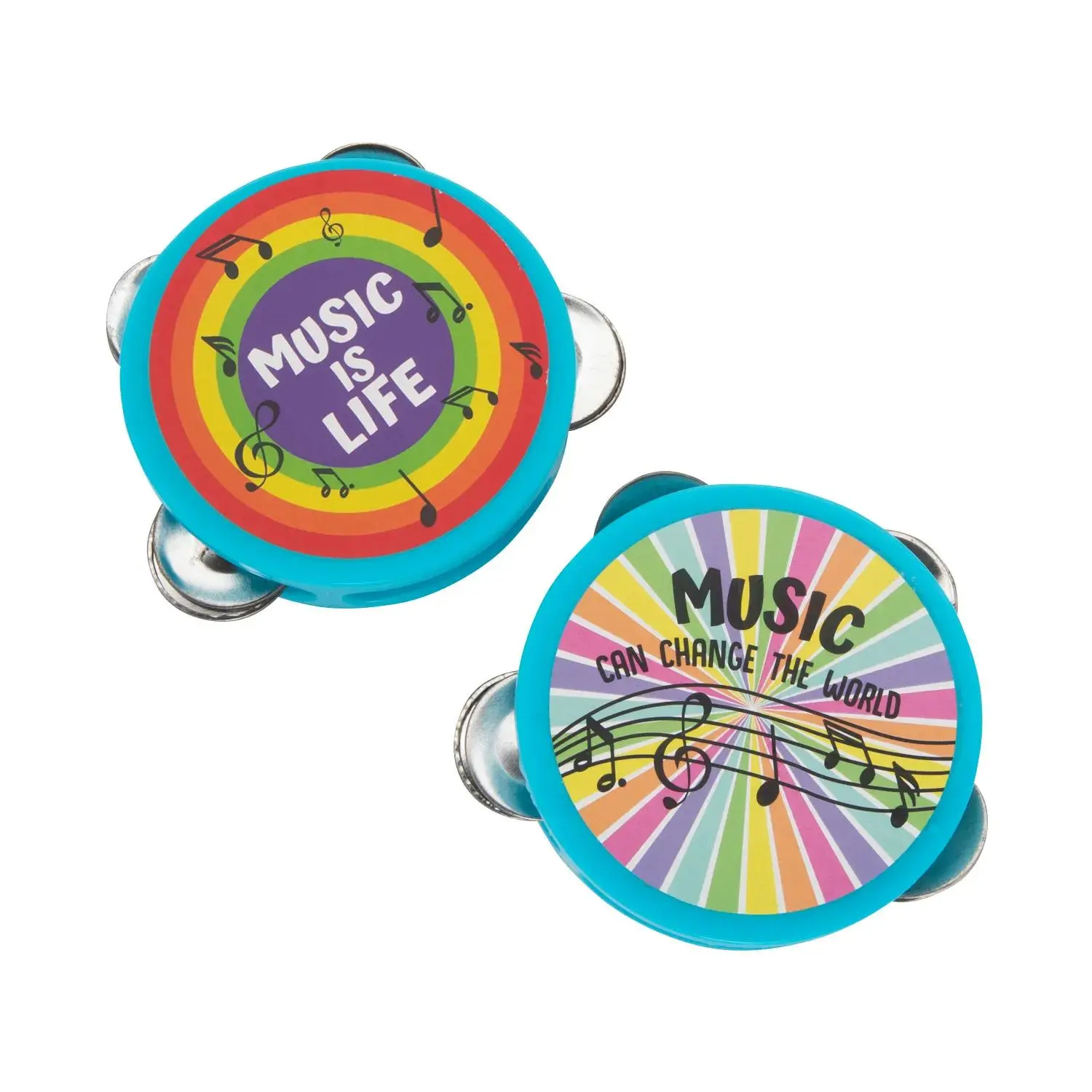 Mini Rainbow Tambourines - 12 Pc.