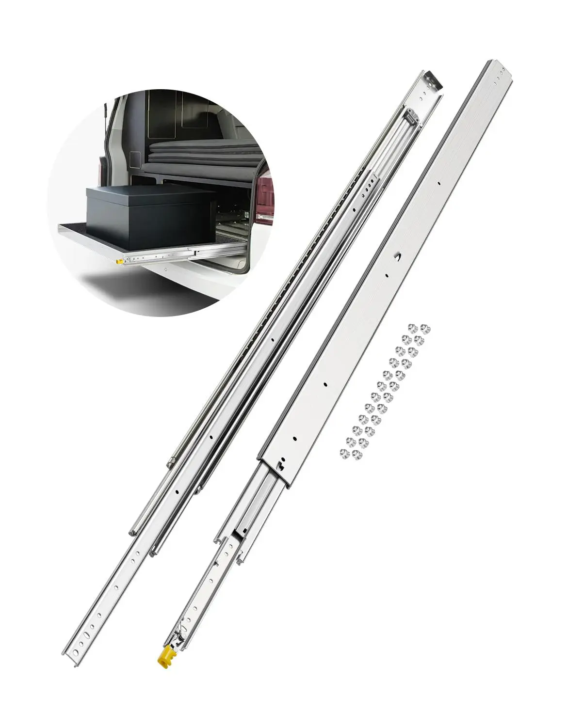【SummerFinds】KFFKFF Set of Two Drawer Rails,  , Sizes Varying from 16 to 60 inches, 500 lbs Weight Tolerance, Lockable Ball Bearing Side Mounted Drawer Slide Rail