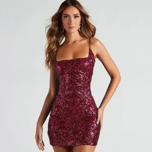 Women's Summer Sequin Strap Sexy Bodycon Slim Mini Dress Casual Womenswear