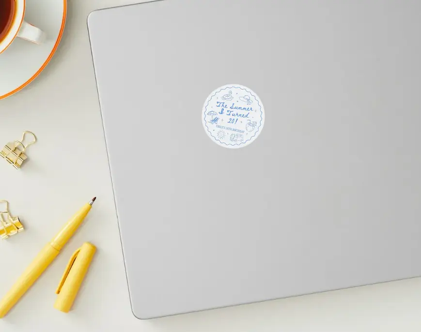 Minimalist Summer Coastal Birthday Sticker