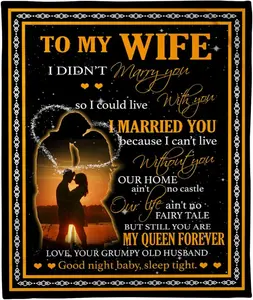 Fleece Blanket to My Wife from Husband Still You are My Queen Forever Couple Kissing On Sunset Premium Throw Blanket Wife Gifts for Valentine Anniversary