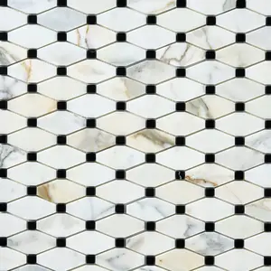 Calacatta Gold & Black Octave 12x12 Polished/Honed Marble Mosaic Tile Sample