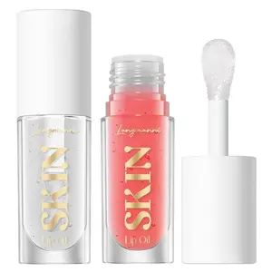 Big Brush Head Hydrating Lip Glow Oil Plumping Lip Tint, Lip Gloss Tinted Lip Balm Transparent Lip Care, Long Lasting Nourishing Non-Sticky Fresh Texture Lip Oil