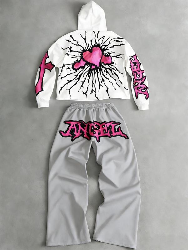Tiktok Trendy Y2K Style Angel Hoodie & Long Pants Set, Unisex Fall Winter Fleece Sweatshirt, Streetwear Gothic, Couples Fashion Gift Tiktok Trendy Y2K Style Angel Hoodie & Long Pants Set, Unisex Fall Winter Fleece Sweatshirt, Streetwear Gothic, Couples Fashion Gift