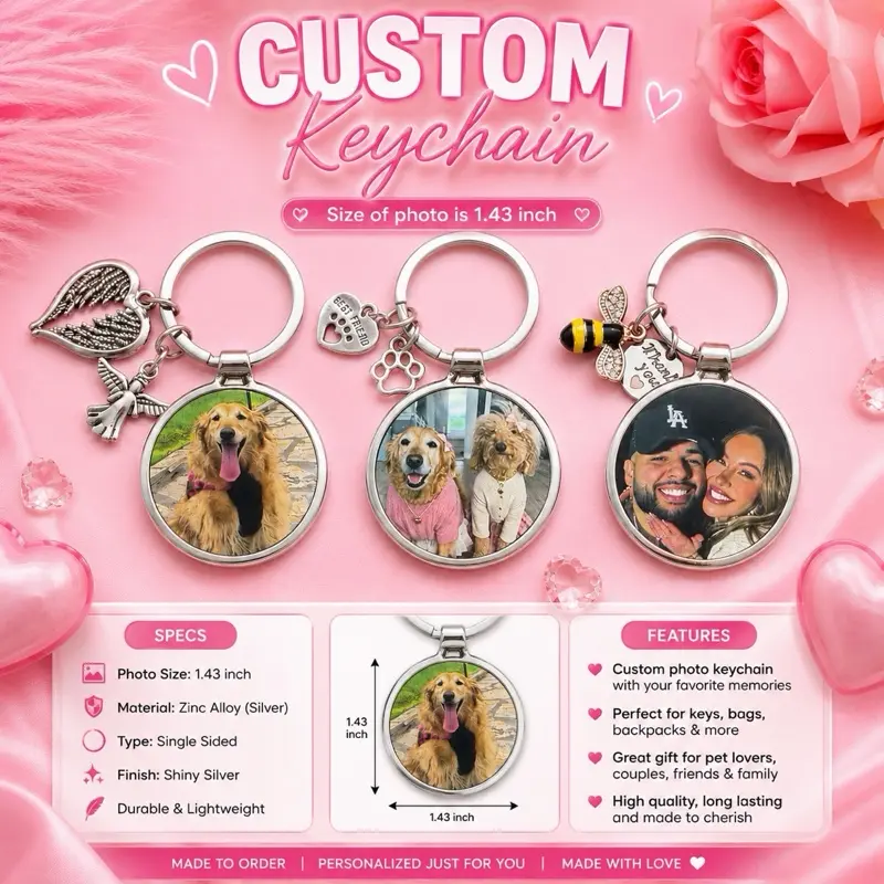 Custom Round Metal Charm Keychain Custom Round Metal Charm Keychain