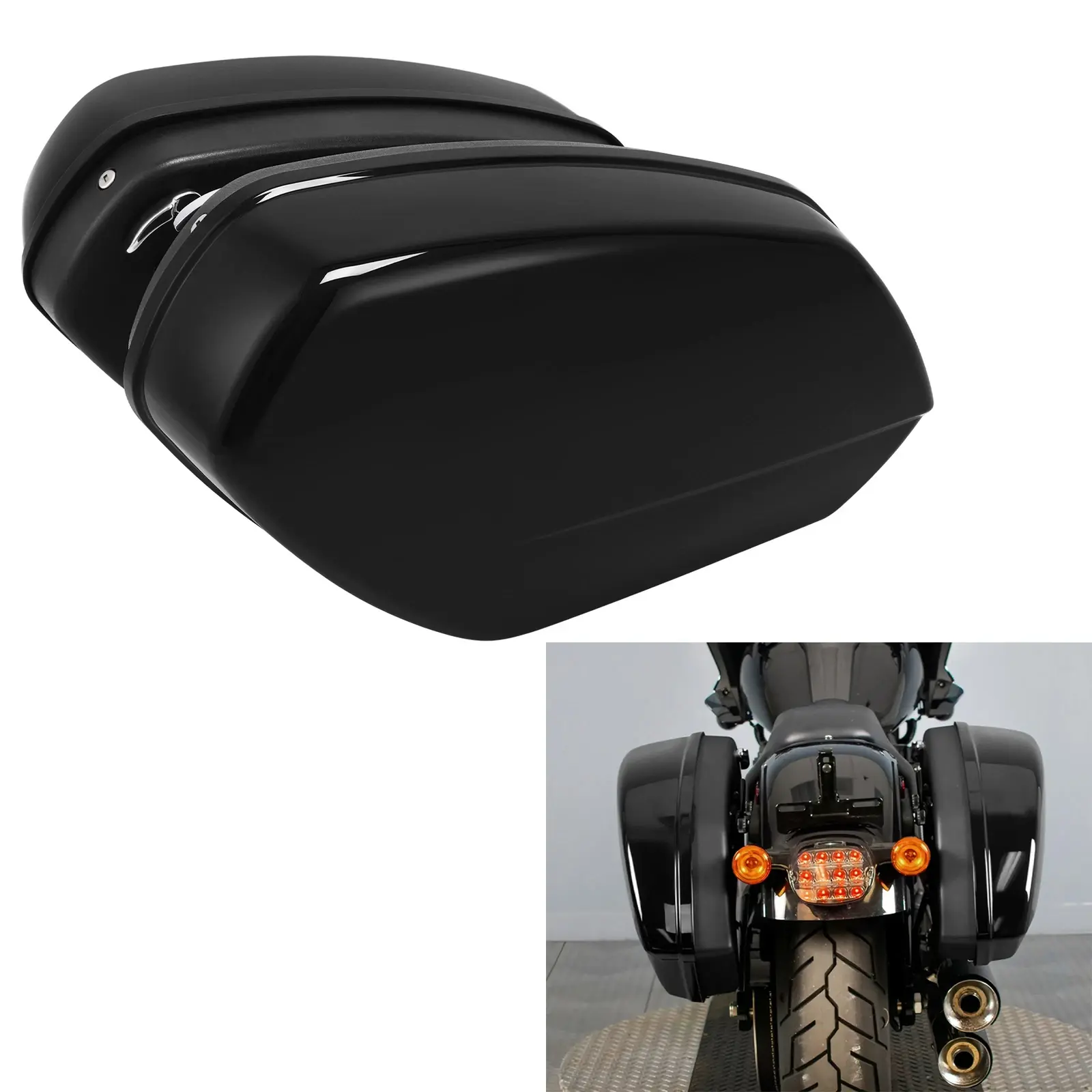 TCMT Black Hard Saddlebags Fit For Harley Fat Boy Breakout FXBR FLFB 2018-2024