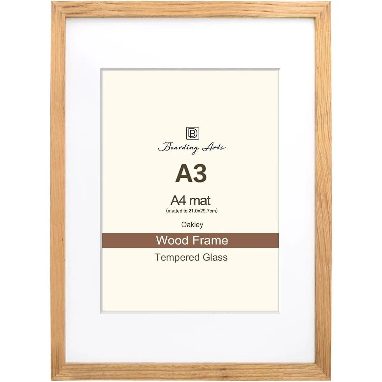 Boarding A3 Wooden Picture Frame,Display 8.3x11.7 Photo with Mat or Picture 11.7x16.5 without Mat, Solid Oak Wooden Frames,Wall Hanging Poster Frame with Tempered Glass for Wall Art & Prints,Oak,1 Pack
