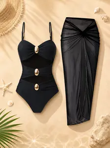 Cutout One Piece Swimsuit Tummy Control Ruched Monokini Color Block Bathing Suit for Cruise Vacation