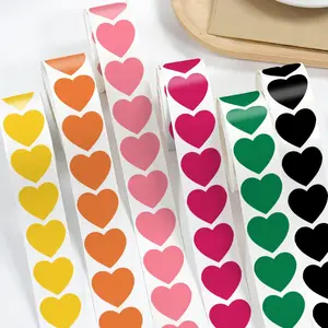 500pcs/roll Colorful Heart Stickers, Heart-Shaped Coding Labels, Sticky Labels, Pure Colors, DIY Graffiti Stickers, Self Adhesive Stickers for Office, Classroom, Papers (1 Inch) PVC Waterproof Stickers