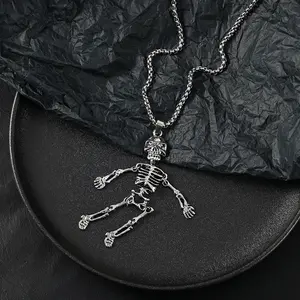 Mens Skull Pendant Necklace, Stainless Steel Punk Skull Necklace, Necklace for Men and Boys