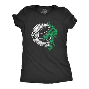 Womens Plant Astronaut T Shirt Funny Cool Space Explorer Nature Lover Tee for Ladies Funny Womens T Shirts Cute Vintage Fashion Casual Ladies T-Shirt Gift Funny Space Top Women's Novelty Tees Black -