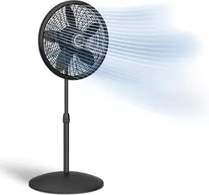 Pedestal Fan, Oscillating Fan for Bedroom with Adjustable Height and 3 Cooling Speeds, Portable, 18", Black, 1827