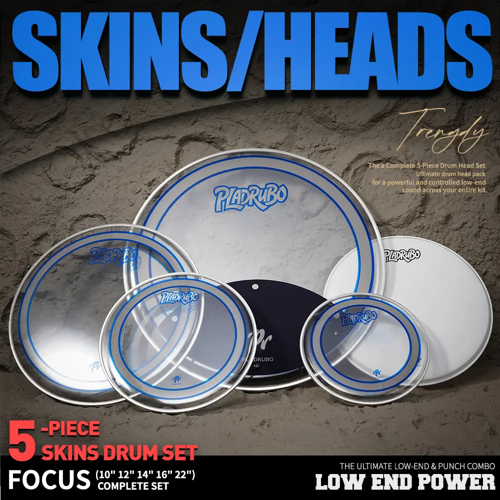 PD 5pcs Professional Drum Head Set | 10", 12", 14", 16", 22" Full Set | Perfect Holiday Gift