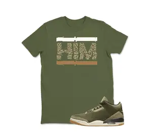 HIM Sneaker Tee - Jordan 3 Family Affair Medium Olive Matching Sneaker Tee Shirt, Shirt To Match Jordan 3 Olive, Sneaker Graphic Tee