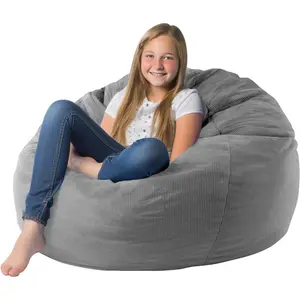 Premium Corduroy Stuffed Animal Storage Bean Bag Chair Cover No Filler For Organizing Plush Toys Stuffable Bean Bag Sack For Adults Lazy Chair Playroom Washable Cover
