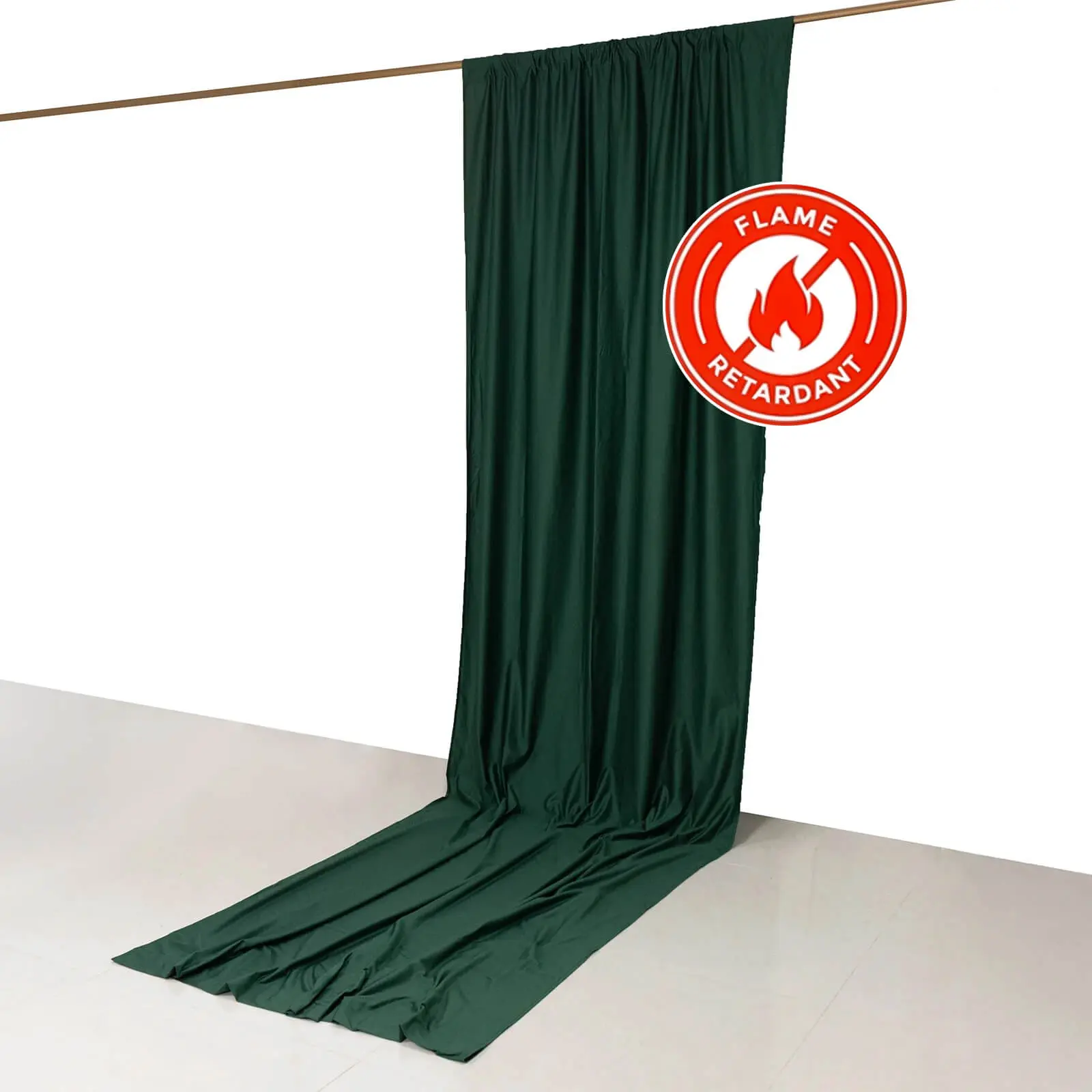 Hunter Emerald Green Scuba Polyester Fabric Curtains - 5ftx14ft Event Backdrops, Durable Flame-Resistant Wrinkle-Resistant Photography Scuba Drape with Rod Pockets