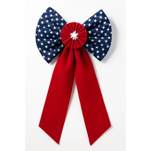 Large Patriotic Flocked Bow Decoration