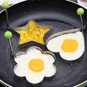 Stainless Steel Egg Mold Ring Set, 4-Piece Silver Color Egg Molds with Handles, Ideal for Cooking Pancakes, Bread, and Chocolate