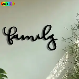 1pc Family Calligraphy Metal Wall Art, Script Family Statue Mural, Artistic Metalwork, Intricate Craftsmanship, Perfect for Thanksgiving, Housewarming Decor, Perfect for Living Room Bedroom Entryway Decor, Ideal Gift for Family-Oriented Homeowners.