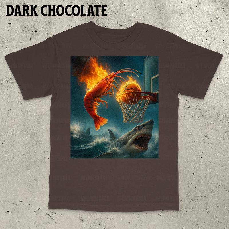 Fiery Shrimp Dunk Shirt, Basketball T-Shirt, Sports Fan Apparel, Basketball Meme, Trending Shirt, Shooter T-Shirt, Joke Shirt, Gen Z Shirt