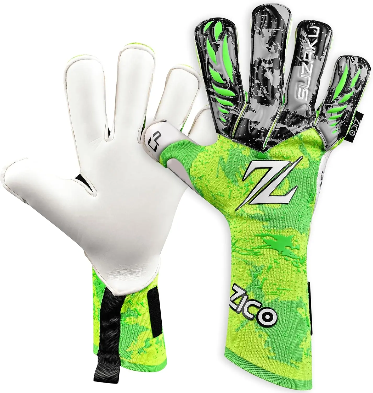 ZICO SUZAKU Dermafit Knitted Goalie Goalkeeper Gloves 4mm Kontact German Latex Grip Sizes 7-11 Level 5 Pro Performance Anti-Slip Soccer Gear