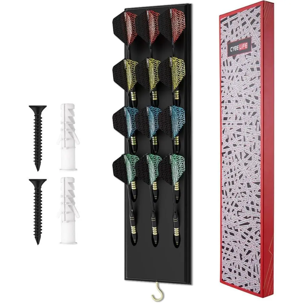 Wall Mounted Darts Holder Display, Darts Caddy with Metal Hook for Wall, Dart Accessories For 12 Steel and Soft Tip Darts