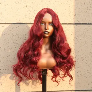 26 Inch Synthetic Transparent Lace Wig Long Wavy Black Body Wave Glueless Middle Part Natural Looking Wig for Women Girls Party and Daily Use Black body wavy wig