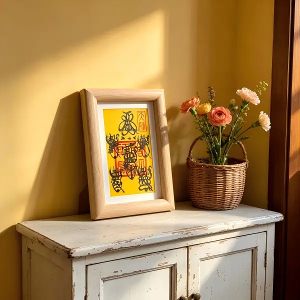 Intangible Cultural Heritage Pure Hand-Painted Photo Frame - 5 Gods of Wealth Design, Symbolizing All-Directional Flowing Prosperity