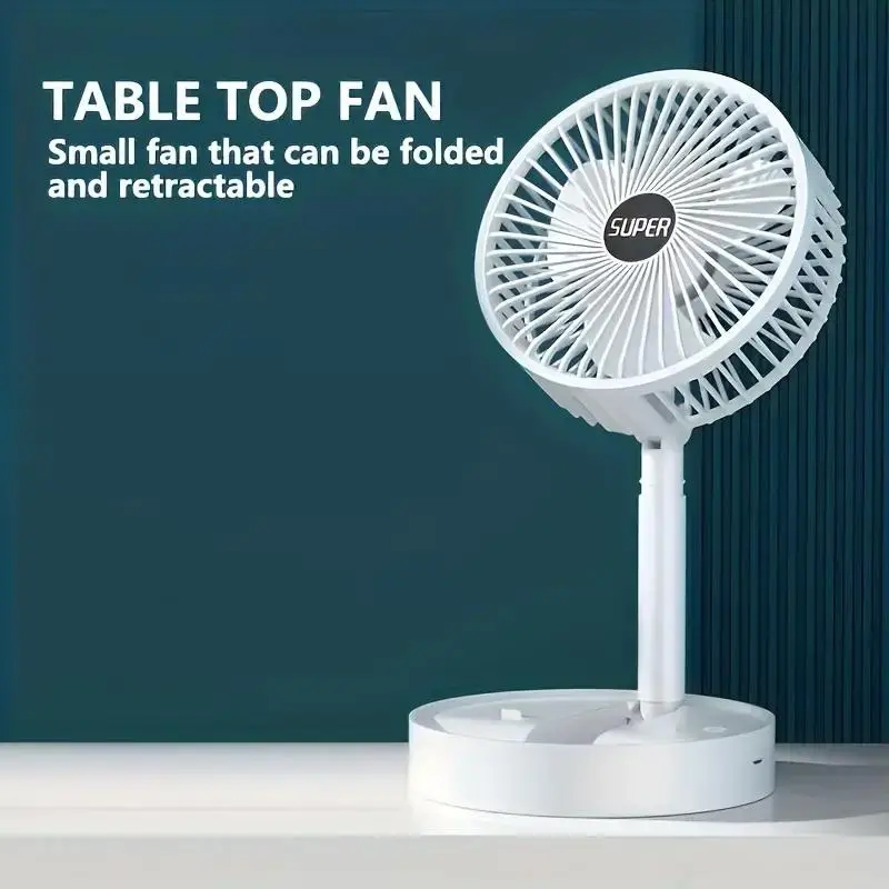 Portable Usb Rechargeable Table Fan, 3 Speeds Foldable Fan, Compact Design Fan, Rechargeable Multifunction Fan for Home, Office, Travel, Dormitory, Co