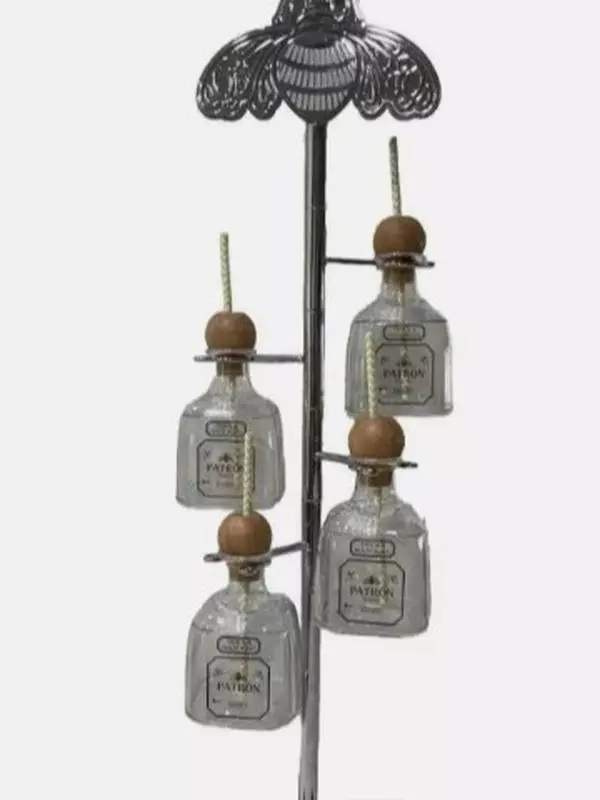 Patron Tequila Bottle Tower - Modern, Stylish Stainless Steel Drink Stand with Logo Base, 10 in Depth, Approximately 5 lbs, for Reusable Cups & Cocktail Presentation (Standalone Patron Tower, Stand Only), 10 Inches Depth