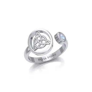 Triquetra Sterling Silver Ring with Gemstone TRI1800