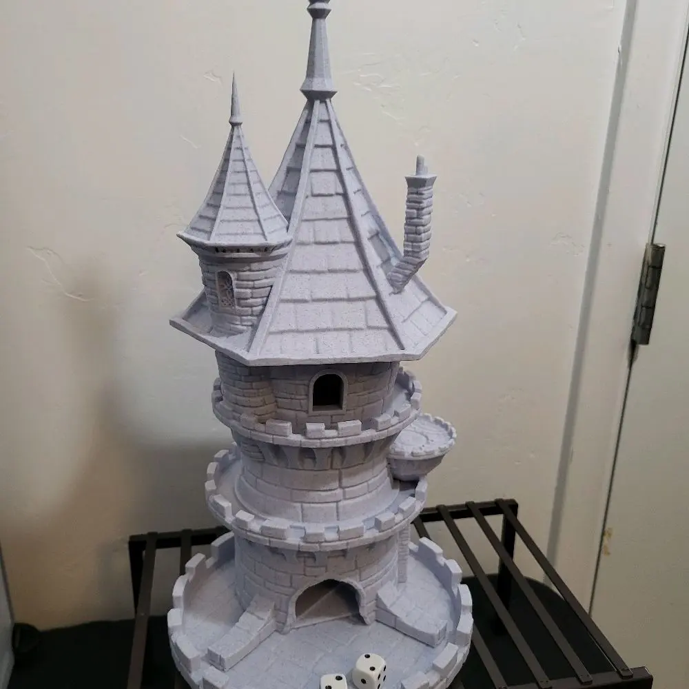 3D-printed Castle Model with Detailed Turrets and Stairs