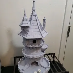 3D-printed Castle Model with Detailed Turrets and Stairs