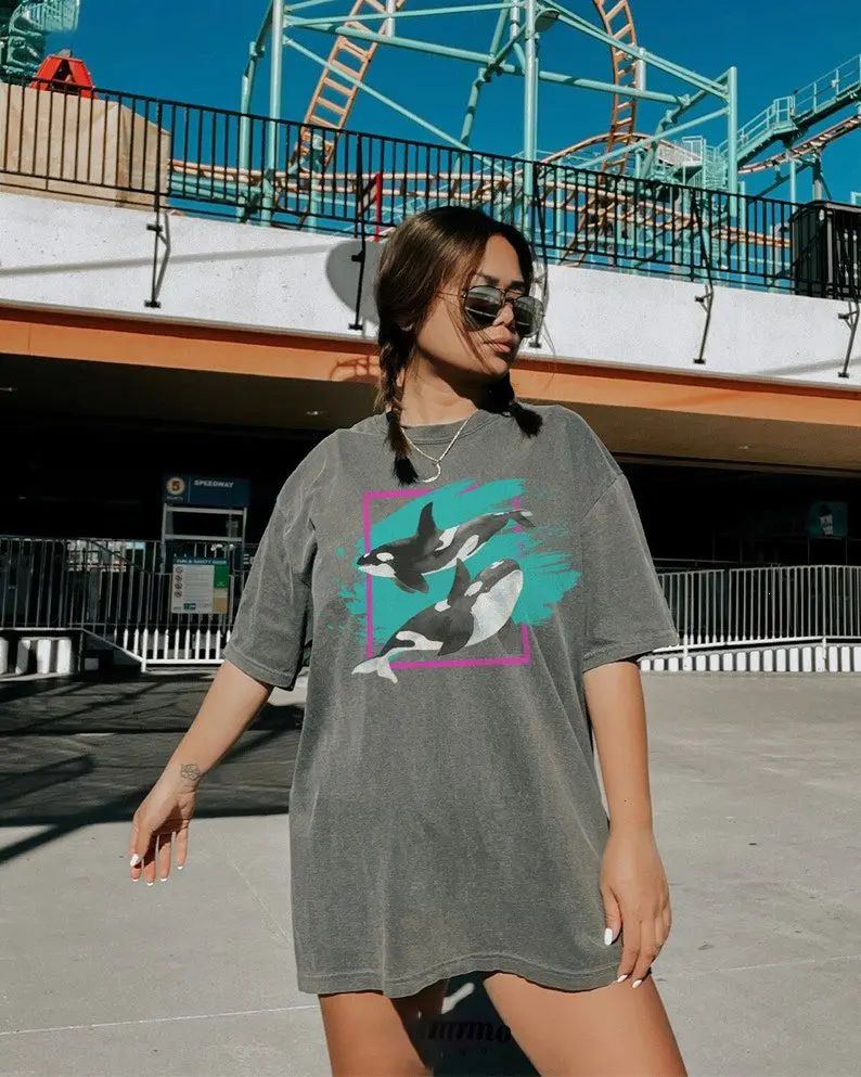 90s Orca Whale Tshirt Retro Ocean Conservation Environmental Shirt Indie Environment Shirt Vintage Save the Killer Whales Graphic Tee
