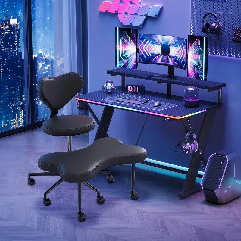 【Deal】Nost & Host Ergonomic Cross Legged Chair, 360° Swivel Meditation Chair with Wheels, Height Adjustable Seat for ADHD, Strong Lumbar Support, Chic Home Office Furniture