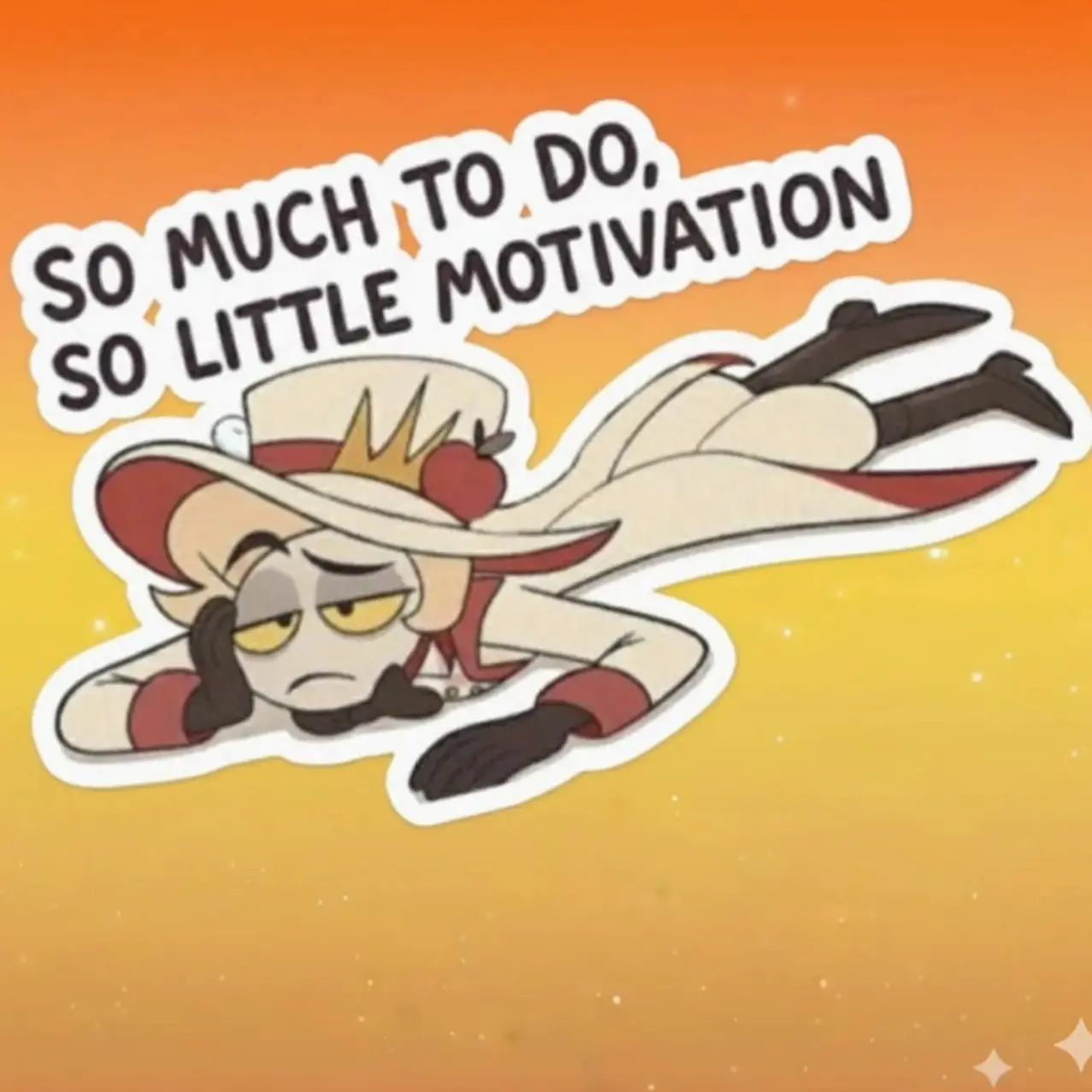 Hazbin Hotel Lucifer Sticker Funny, "So much to do, so little motivation" Decal hell king, vinyl laptop, water bottle gift