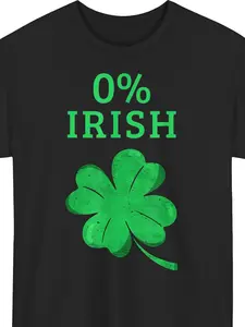 0% Irish I Funny St Patricks Day T-Shirt |   100%, Crew Neck, Regular Fit, Short Sleeve, Casual Style, Suitable for Men & Women, S-XXXL