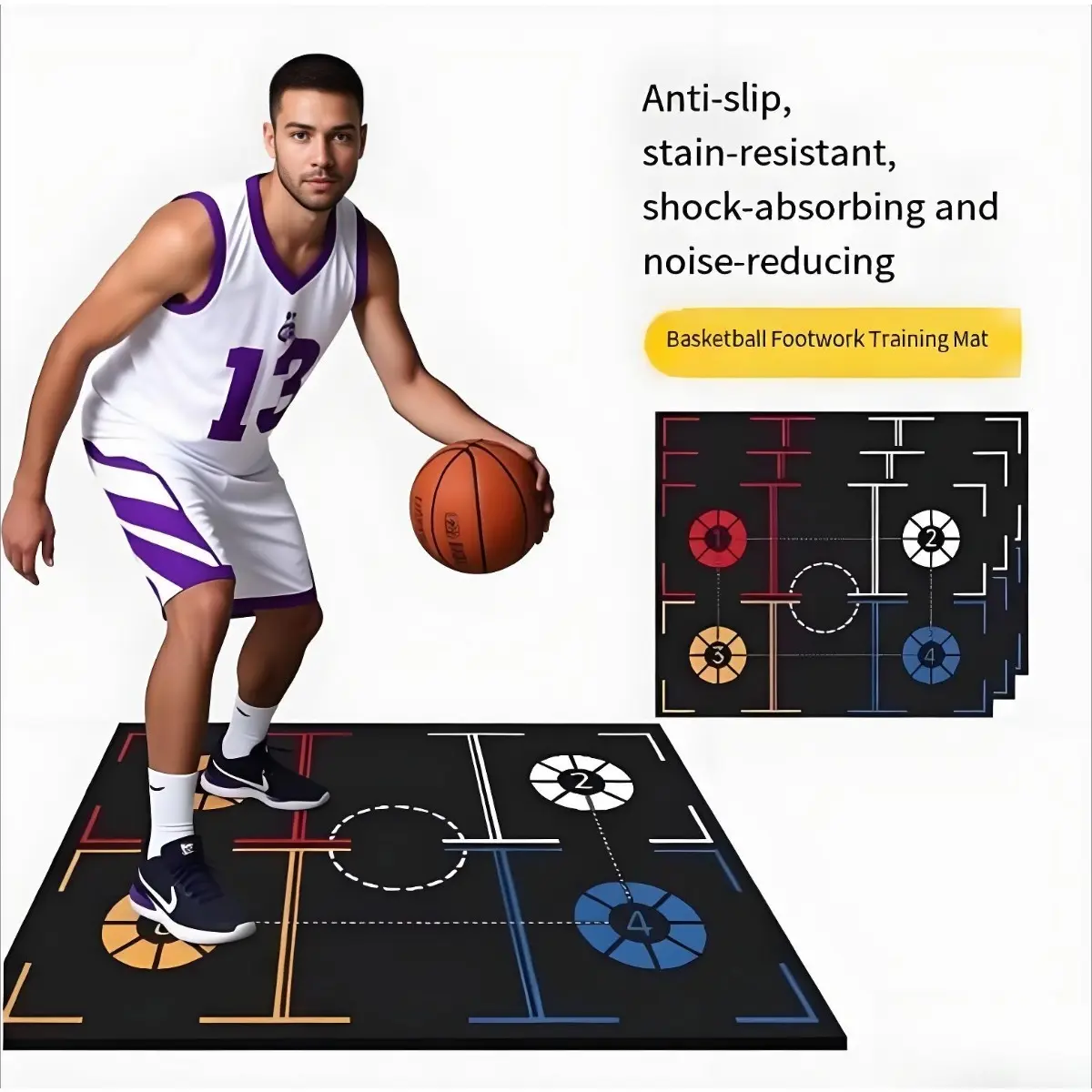 Basketball Training Mat Non Slip Footwork Drills Pad Agility Speed Indoor Movement Exercise Mat for Home Gym Floor Sport Equipment