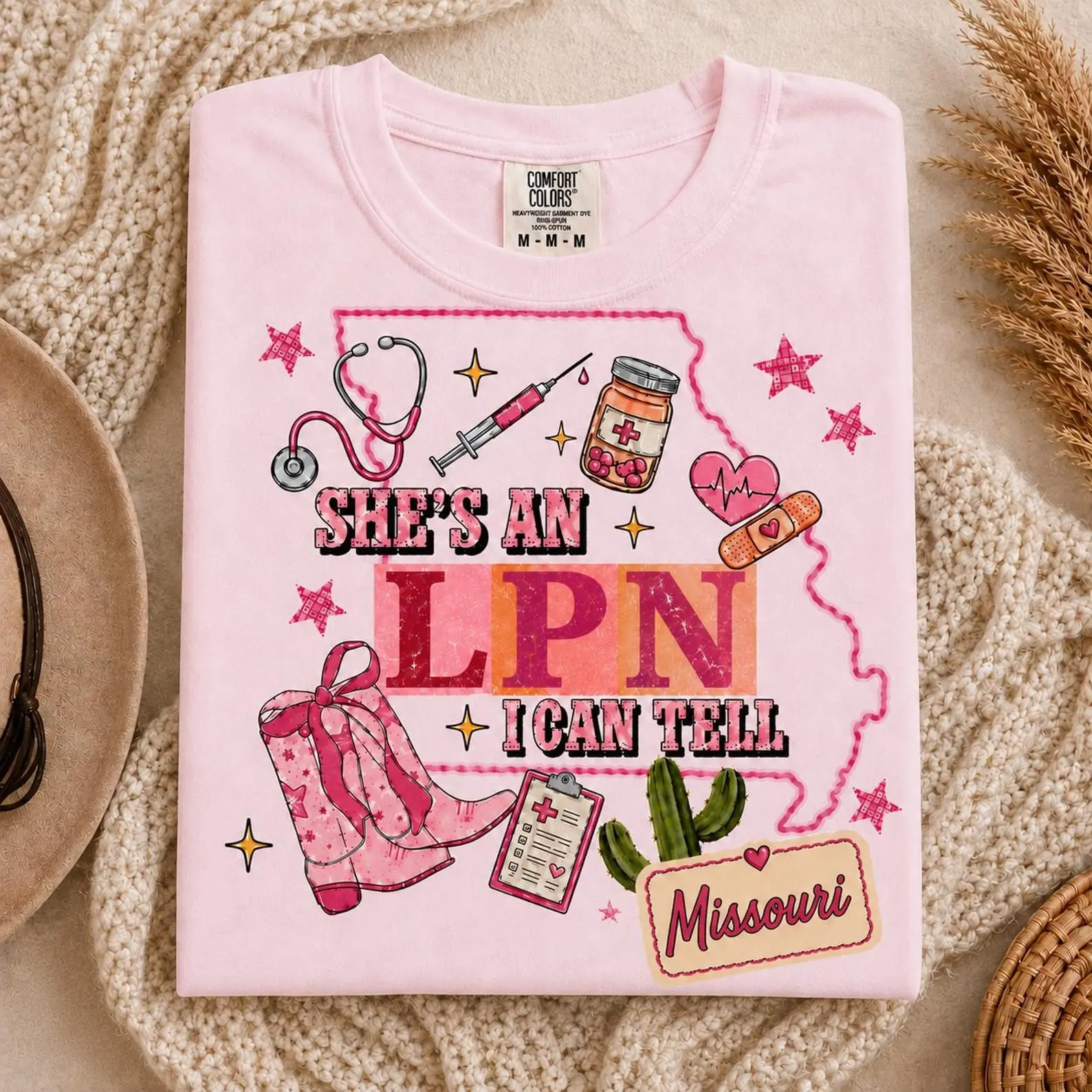 Custom State LPN Shirt, She’s an LPN I Can Tell Tee, Nurse State Outline Shirt, Personalized Nursing Shirt, LPN Gift for Her